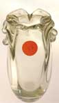 Clear vase with swirly lips