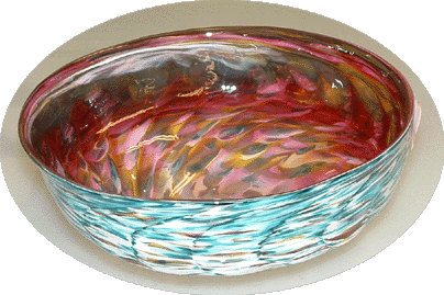 Multicolored Frit Streaky Blown Bowl