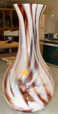 Fischer copper red white swirled vase